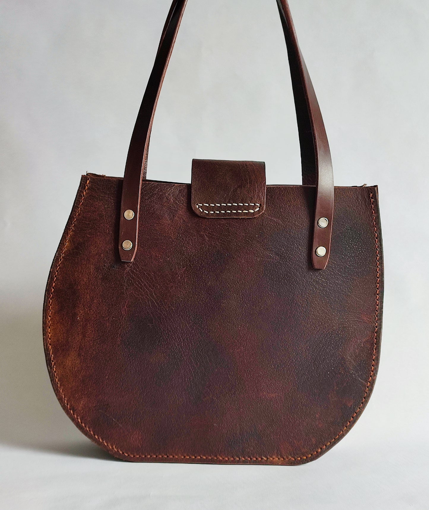 Tote bag cuir recyclé Luxe | Sac à main robuste point sellier| Design quartier de selle - Maroquinerie Cavalière