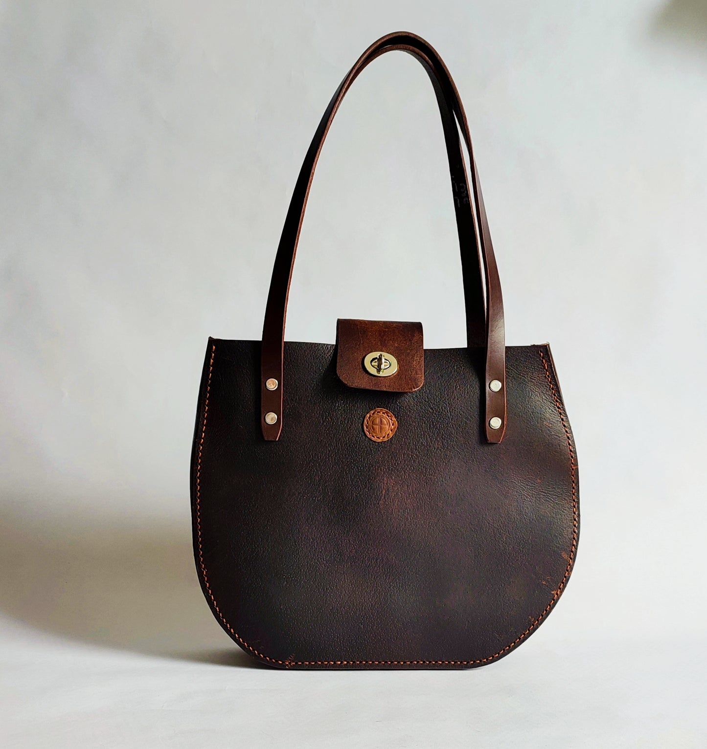 Tote bag cuir recyclé Luxe | Sac à main robuste point sellier| Design quartier de selle - Maroquinerie Cavalière