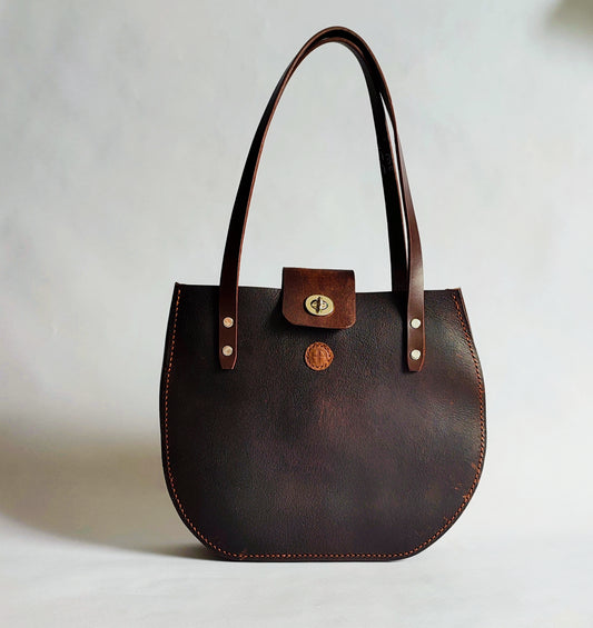 Tote bag cuir recyclé Luxe | Sac à main robuste point sellier| Design quartier de selle - Maroquinerie Cavalière