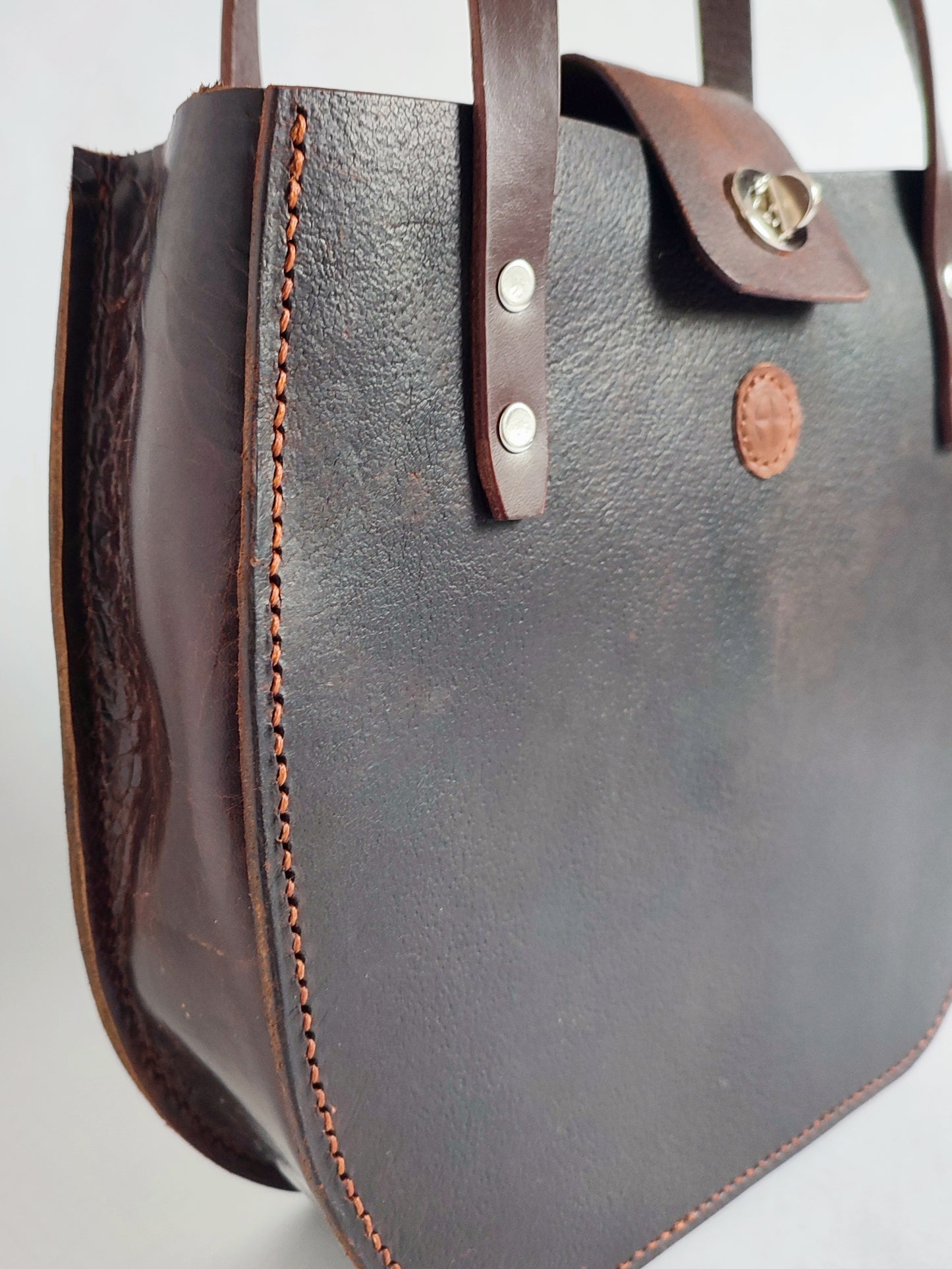 Tote bag cuir recyclé Luxe | Sac à main robuste point sellier| Design quartier de selle - Maroquinerie Cavalière