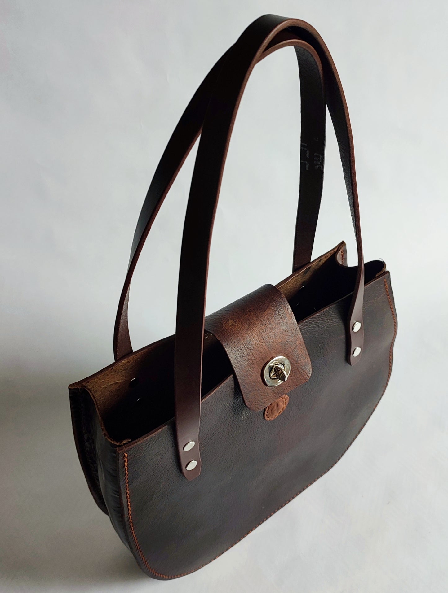 Tote bag cuir recyclé Luxe | Sac à main robuste point sellier| Design quartier de selle - Maroquinerie Cavalière