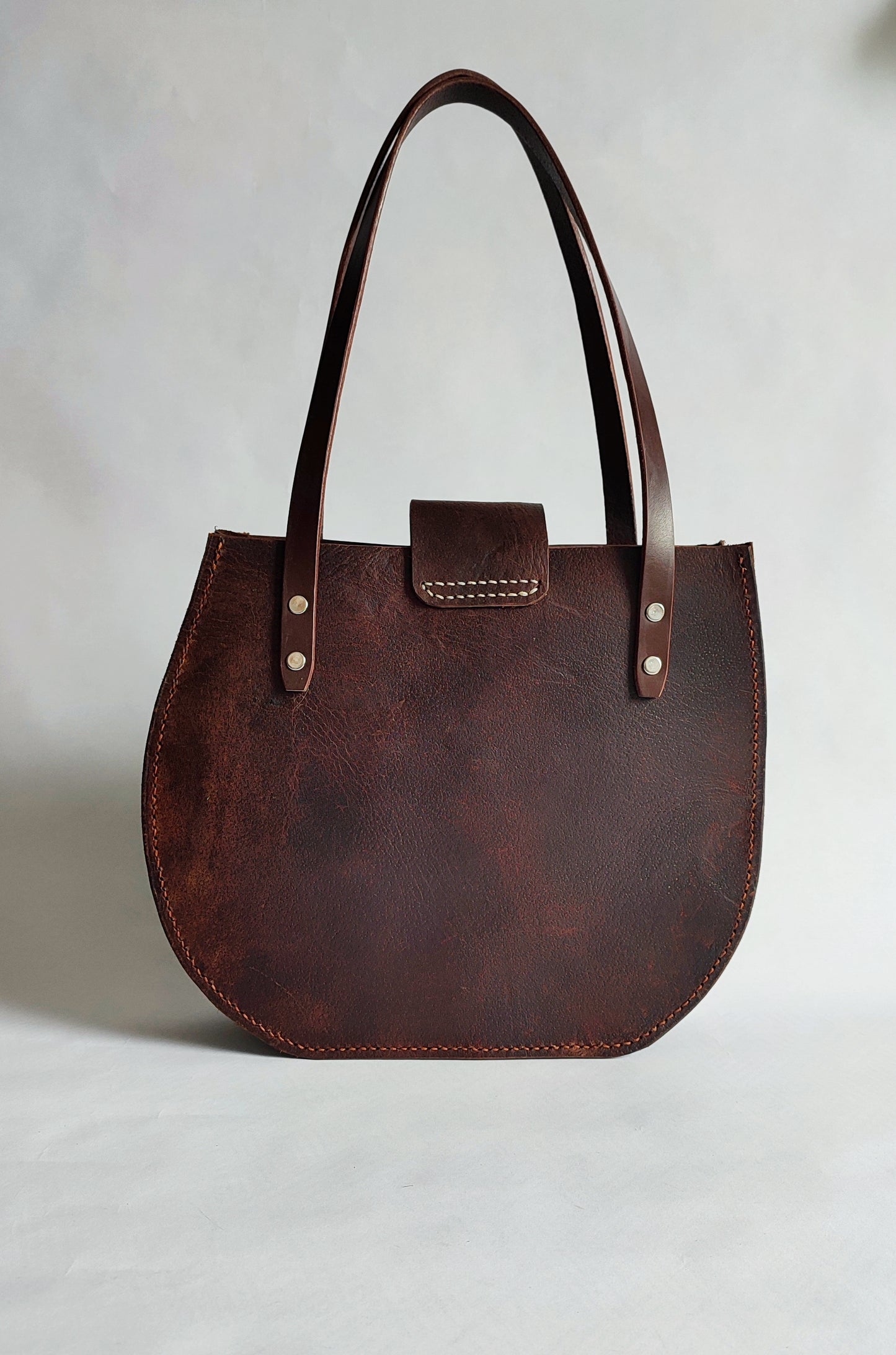 Tote bag cuir recyclé Luxe | Sac à main robuste point sellier| Design quartier de selle - Maroquinerie Cavalière